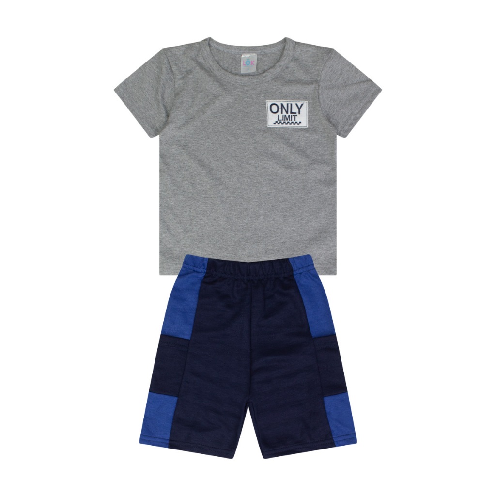 Conjunto Infantil Masculino Verão 4 a 10 Anos – Blusa Meia Malha Only Limite + Bermuda Moletinho