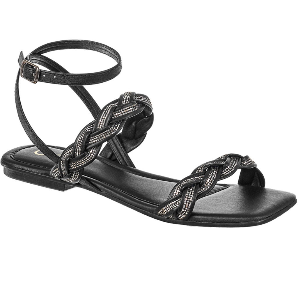 Sandalia Feminina Rasteirinha Flat Trança Brilho Tamanco Chinelo Promoção Original Gigil Confortável - Women Shoes