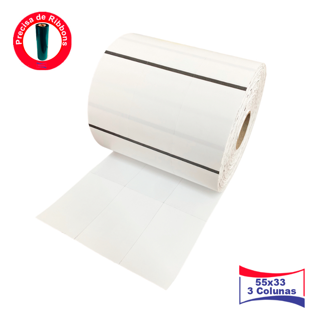 Rolo Etiqueta Nylon Resinado Composição 33x55 X3 Colunas 50m em Oferta na Shopee