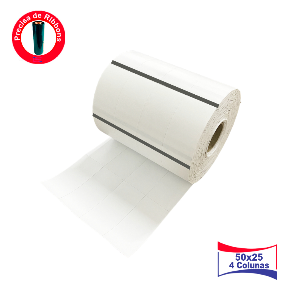 Rolo Etiqueta Nylon Resinado Composição 50x25 X4 Colunas 50m em Oferta na Shopee