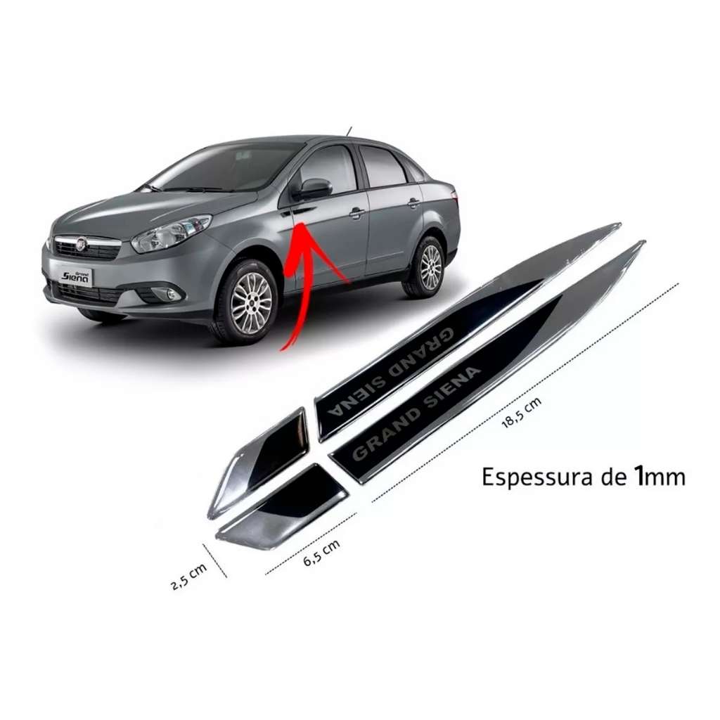Adesivo Emblema Protetor Coluna Porta Para Fiat Grand Siena - Resinado