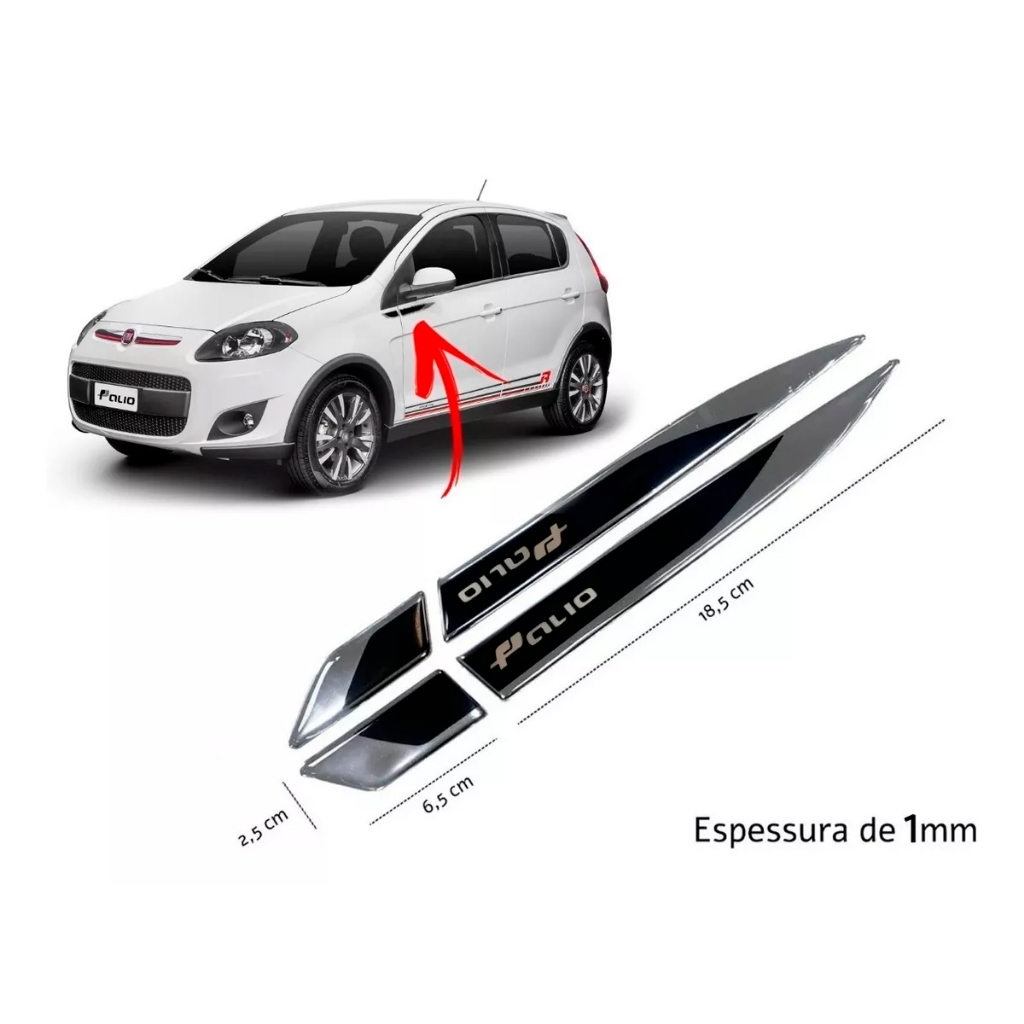 Adesivo Emblema Protetor Coluna Porta Para Fiat Palio - Resinado