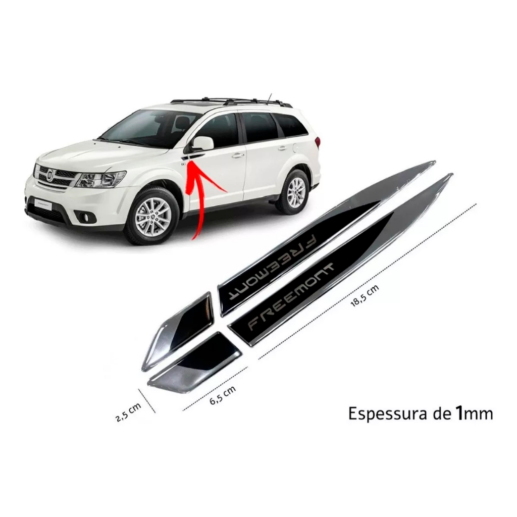 Adesivo Emblema Protetor Coluna Porta Para Fiat Freemont - Resinado