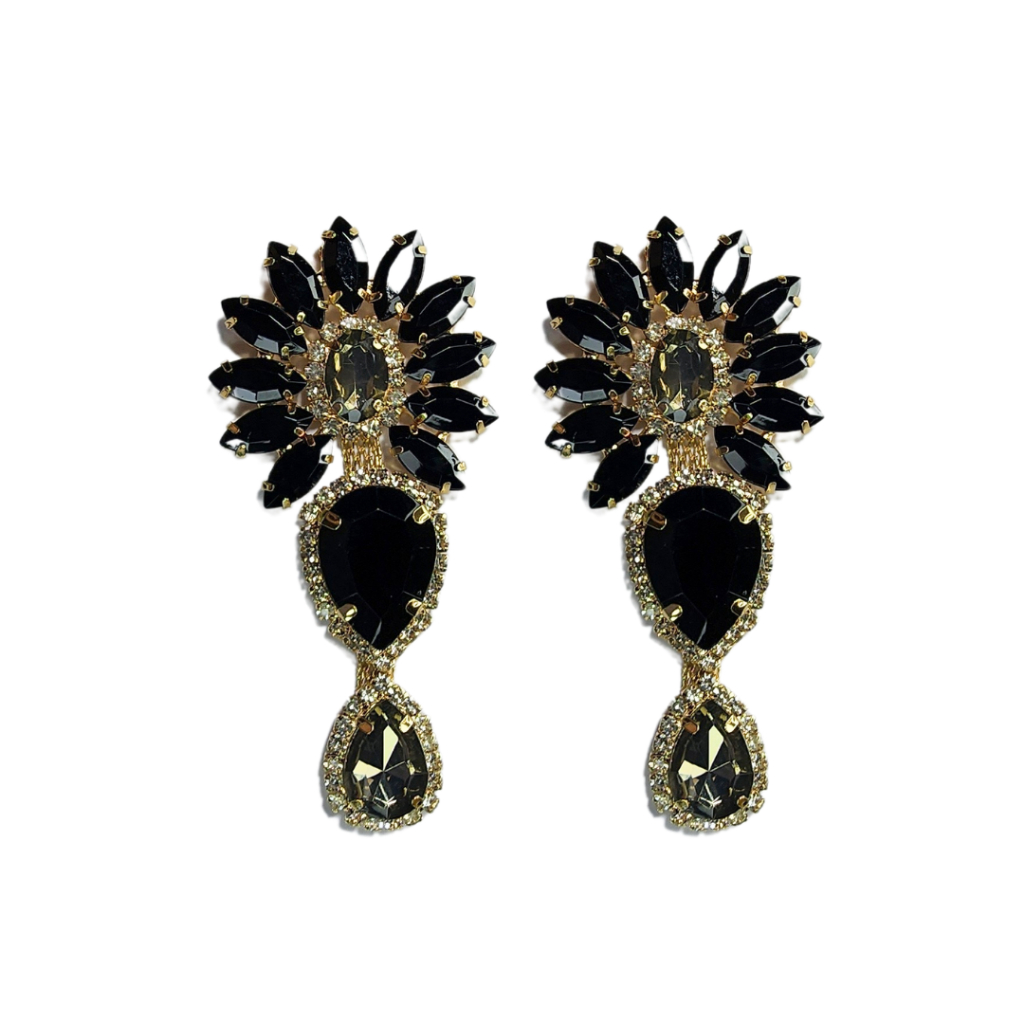 Cabedal Chinelo Cocar Decoração Lateral Preto com predaria Metal Artesanato Aviamento e Armarinho