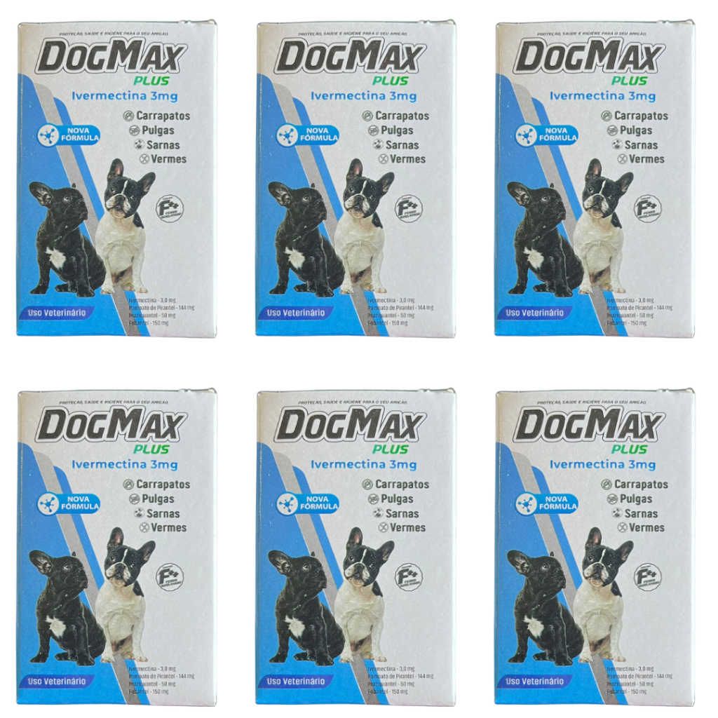 DogMax Plus - Ação 4 em 1 - Remédio para pulgas, carrapatos, vermes e sarna 24 Comprimidos 15kg