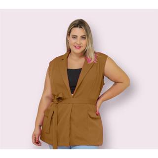 Blazer Feminino em Duna modelo laço e bolsos na frente Social Vários Cores Moda Luxo e conforto