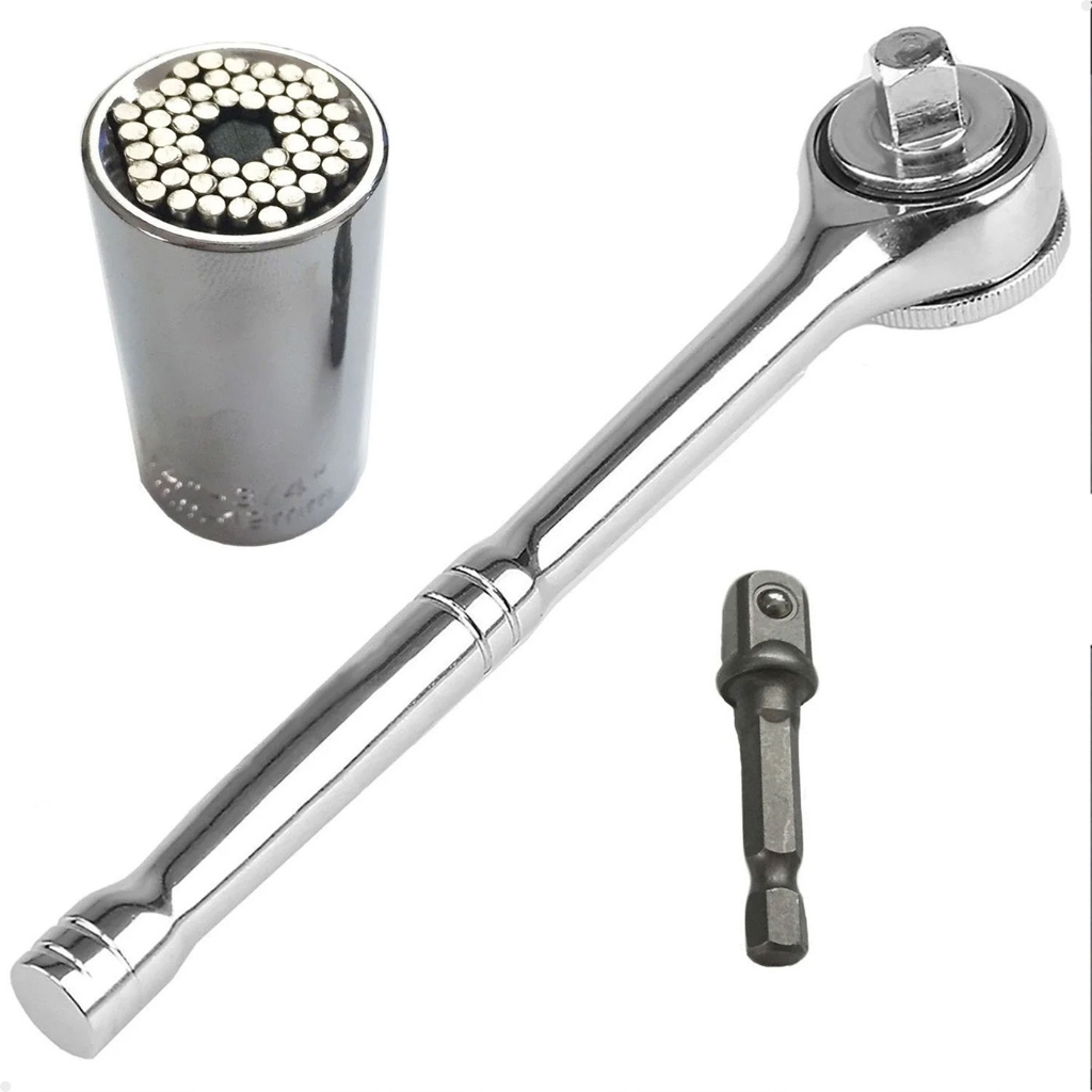 Kit Gator Grip Soquete Universal Catraca Adaptador Lorben Chave Mágica Reversível