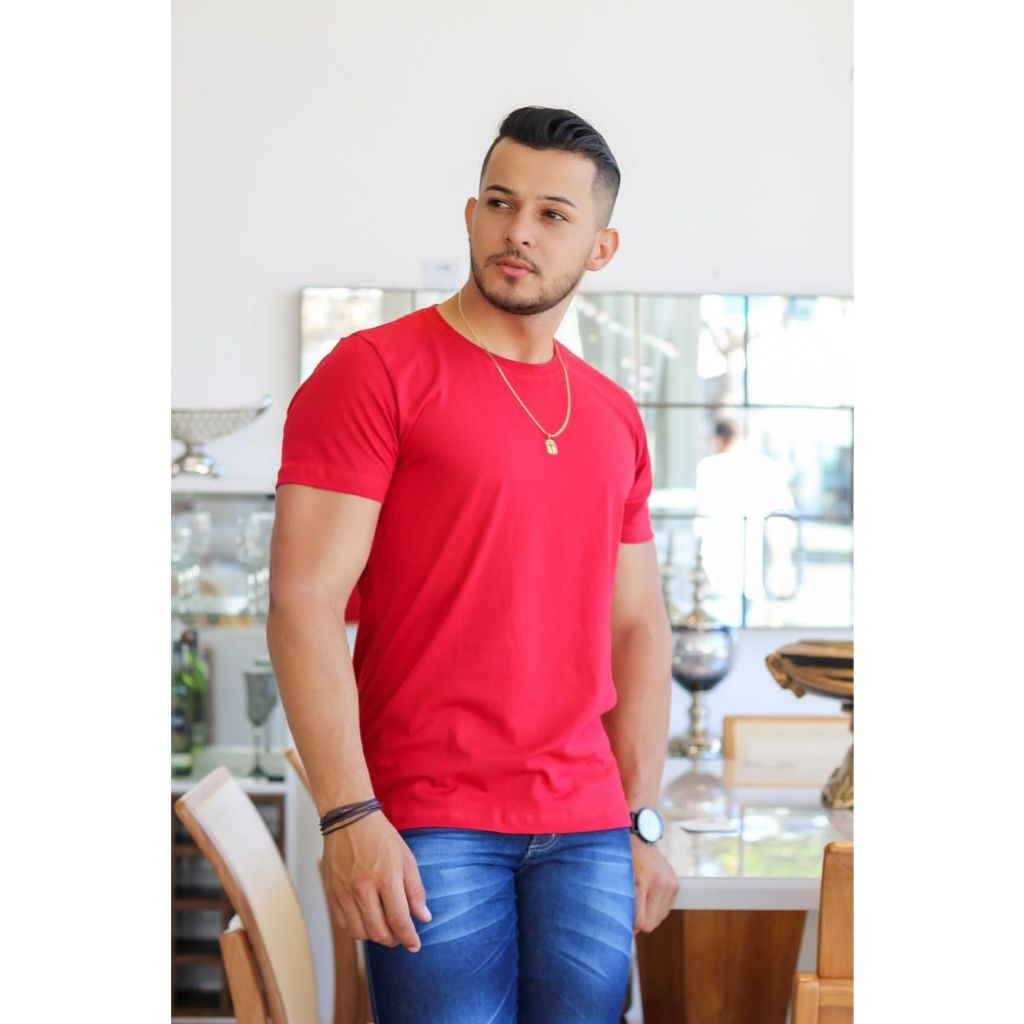 Camisa Camiseta Gola O Redonda Lisa Moda Masculina  Plus Size G1- 44 G2- 46 G3- 48 G4-50 G5-52 G6-54 G7-56 Estilo Casual