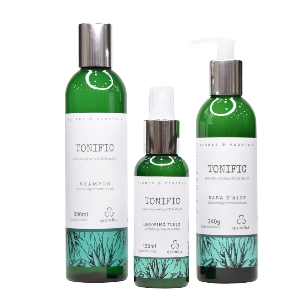 Grandha Tonific Flores E Vegetais Aloe Vera E Ginseng Kit C3 em Oferta na Shopee