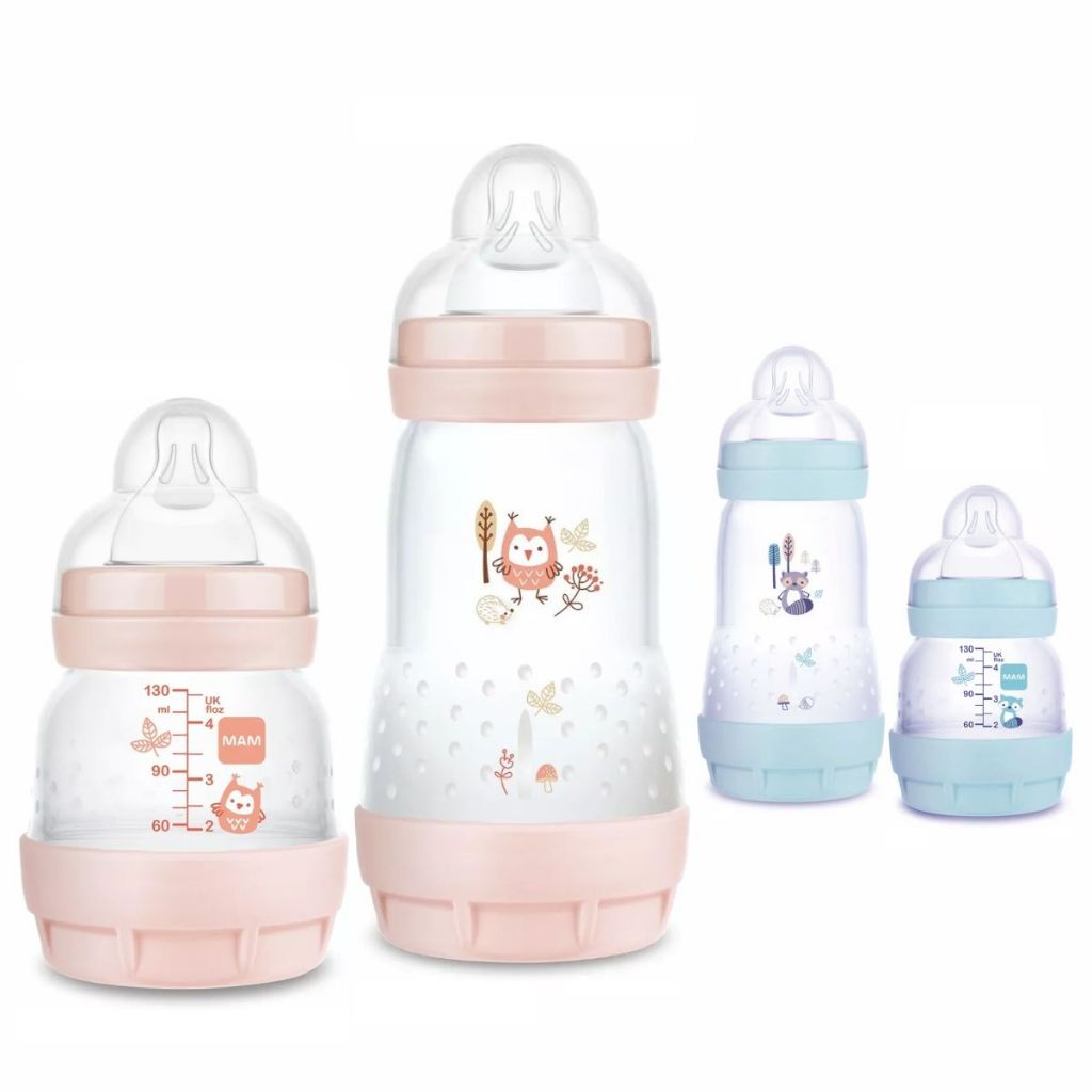 Kit 2 Mamadeira Mam Easy Start Anticólica Para Bebê Starter Set 130ml e 260ml 0+ e 2+ Meses Menino Menina Azul Rosa Cinza