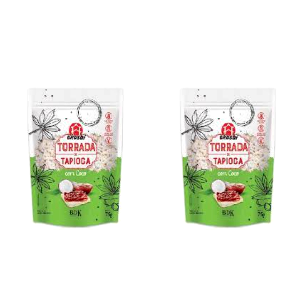 Kit 2 Torrada de Tapioca com Coco Vegano 75 g Okoshi
