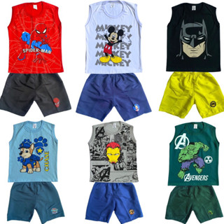 Kit Sortido 10 Peças De Roupas Infantil 5 Camisetas + 5 Bermudas.