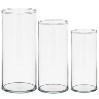 Kit 3 vaso de vidro cilíndrico decorativo tubo transparente decoração arranjo mesa flores em Oferta na Shopee