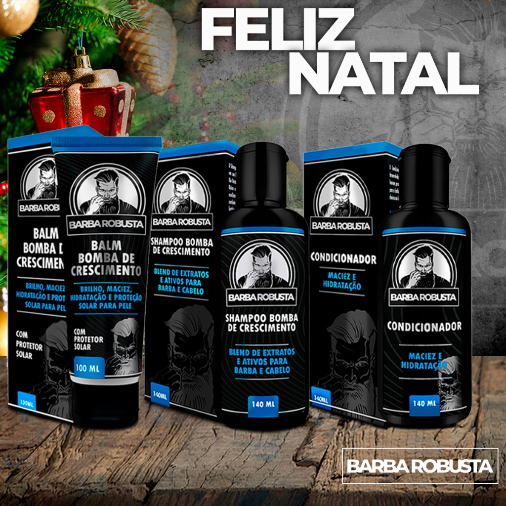 Kit barba robusta Shampoo, condicionador e balm