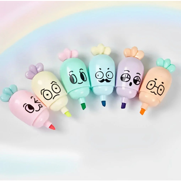 Marca Texto Divertido Cenoura Pastel Kit com 6 Unidades Envio Rápido