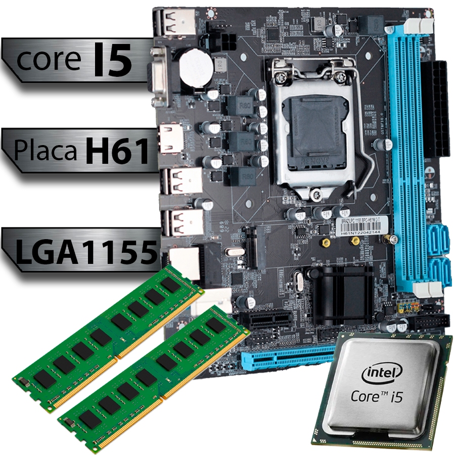 Kit Pl Mãe H61 + Processador I5 2400 + Memória ddr3 16gb