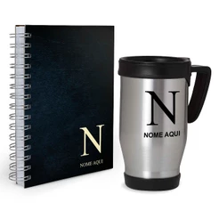 Kit Agenda 2027 + caneca Personalizada iniciais masculinas com seu nome