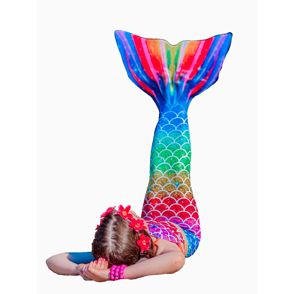 Fantasia Sereia CAUDA COM NADADEIRA + BIQUÍNI em Oferta na Shopee