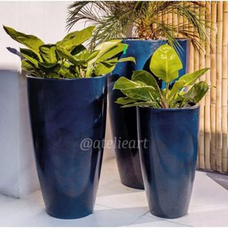 Kit c/ 3 vasos polietileno Ibiza coluna lisa redonda PP/ P/ M