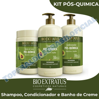 Kit Pós Química Bio Extratus Shampoo 1L - Condicionador 1L - Creme de Banho 1kg Abacate e Jojoba