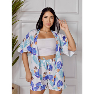 Conjunto 2 Peças Kimono e Shorts Lançamento