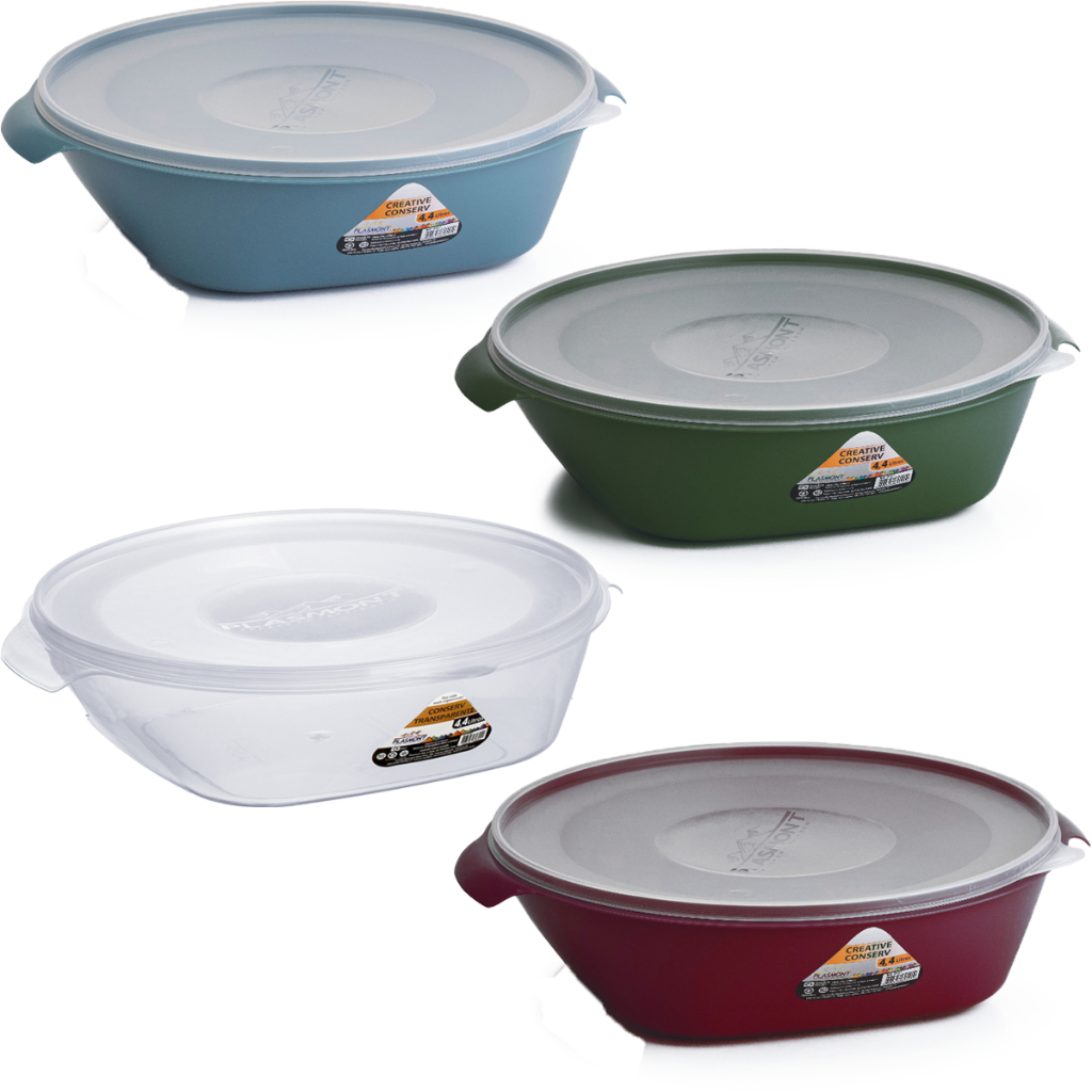 Jogo 2 Potes Fundo Quadrado Com Tampas Redondas 4,4 Litros