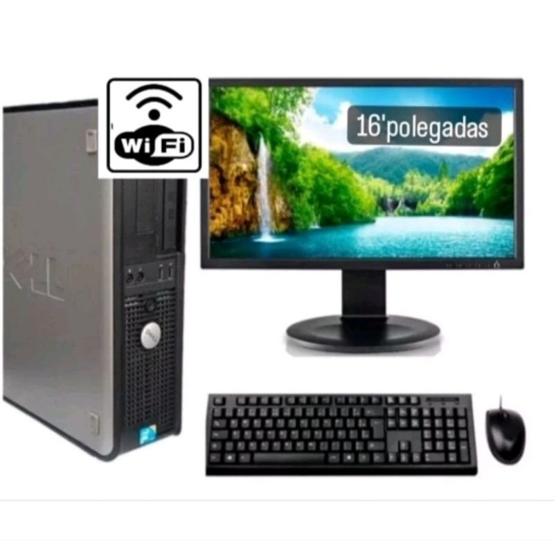 Kit Pc computador Completo cpu Dell ou HP Dual Core Core i3 ou i5 Memoria 4gb Hd160 wi-fi Monitor 16 Teclado Mouse Win10