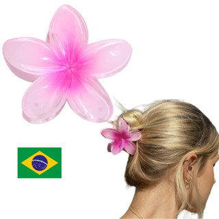 Presilha Piranha Flor Grande De Cabelo Style Prendedor Rosa Claro Blogueira Verão Aestheric Grampo Summer Praiana