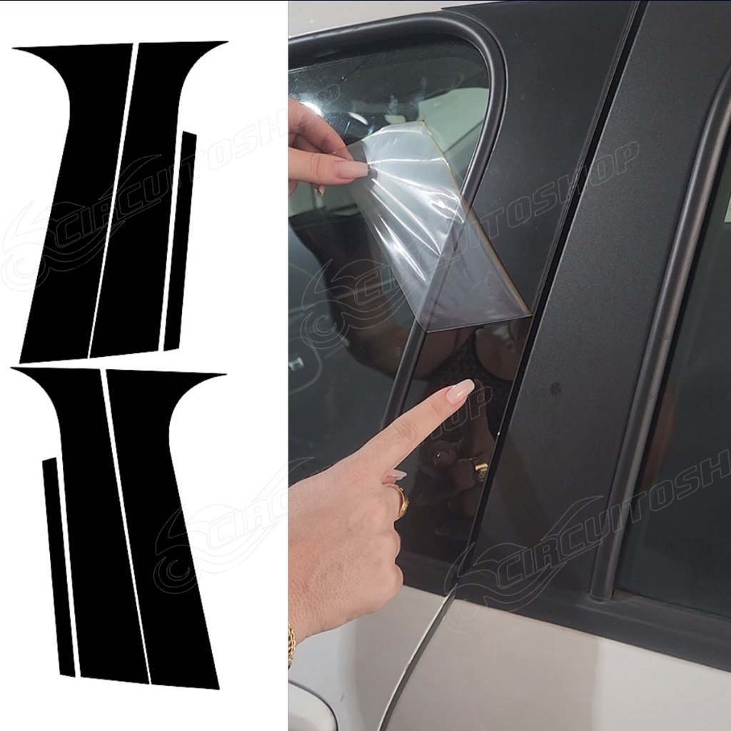 Protetor Acabamento Black Piano Canaleta Coluna  Pvc Vidro Porta Carro Fiat Pulse
