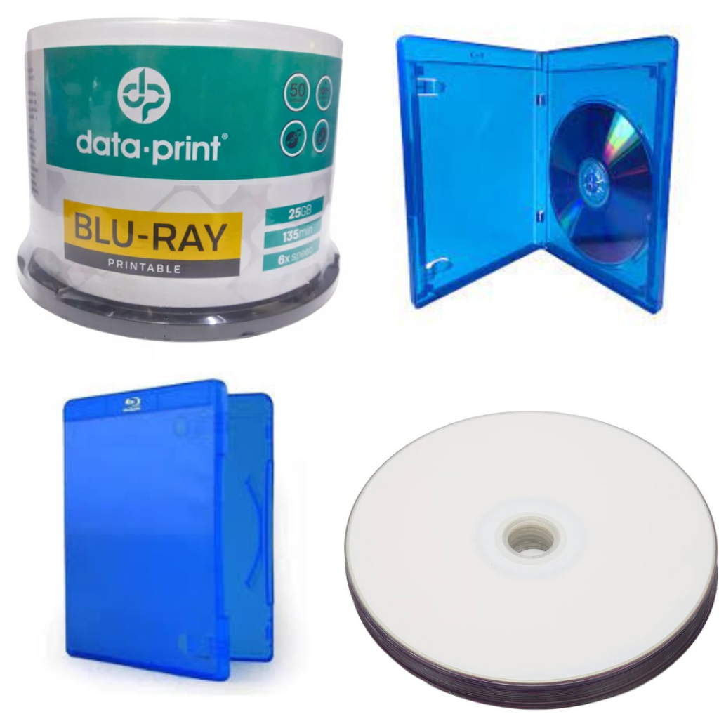 Midia Virgem Bluray Bd-r Printable Impressão 25GB + Case Blu-ray Azul Colecionador 5 unidades