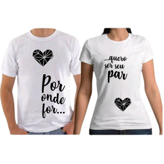 Kit 2 Camiseta Casal Namorados Estampa Frase Apaixonados Tshirt