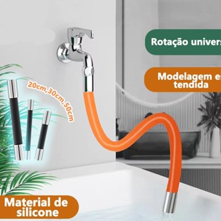 Mangueira Flexível de Silicone Extensora de Torneira Laranja/Preto 20/30/50 cm