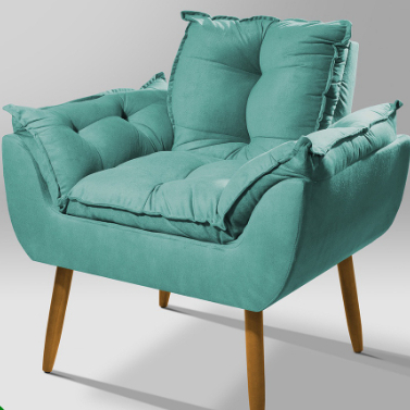Poltrona Cadeira Decorativa Opala Azul Turquesa