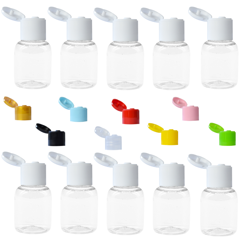 50 Mini Frasco De Plástico 10ml C/ Tampa Fliptop Para Cremes e Lembrancinhas