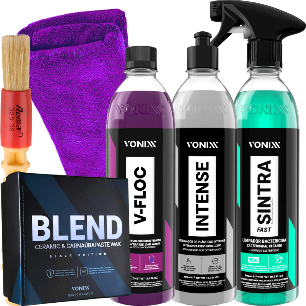 Kit Shampoo V-Floc Cera em Pasta para Carros Escuros Blend Black Sintra Fast Intense Vonixx