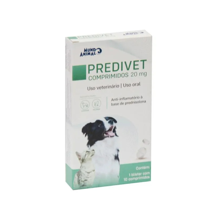 Predivet 20mg 10 Comprimidos para Cães e Gatos Mundo Animal em Oferta na Shopee