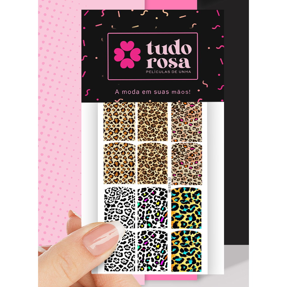 12 peliculas de unha MISTA 2 oncinha onça em Oferta na Shopee