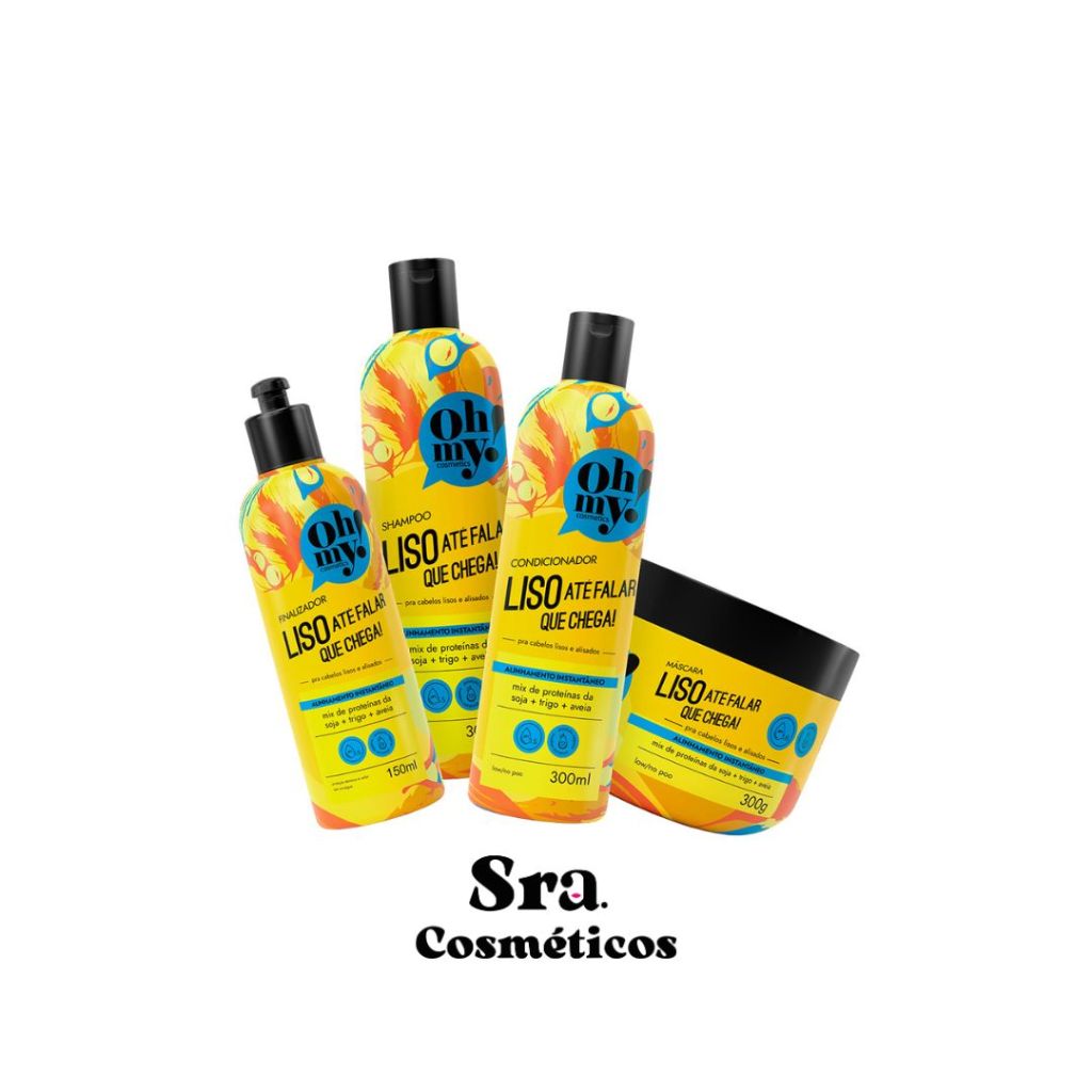 Shampoo, Cond, Máscara e Creme 300ml Liso Até Falar Que Chega! Oh My! Kit