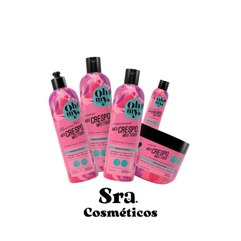 Shampoo, Condicionador, Mascara e Creme Meu Crespo, Meu Tudo! 300ml Oh My! Kit