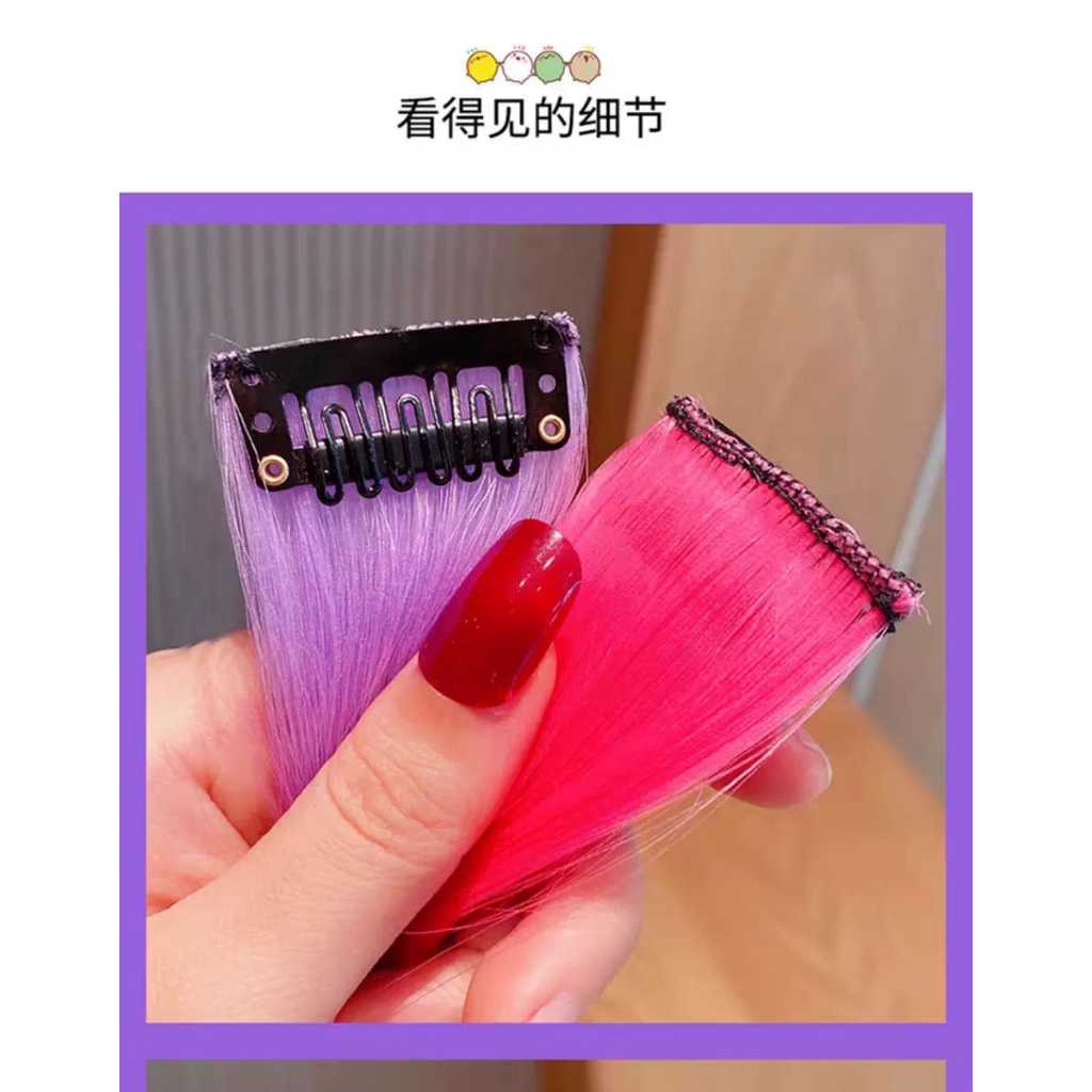 Mecha sintética de cabelo colorida tic tac em Oferta na Shopee