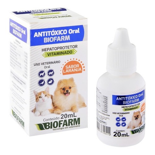 Remedio para cães e gatos diarreia e vomito | Antitoxico Biofarm oral | 20ml sabor de laranja. em Oferta na Shopee