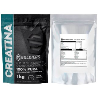 Kit: Whey Protein Isolado 1kg + Creatina Monohidratada 1kg - 100% Importado - Soldiers Nutrition