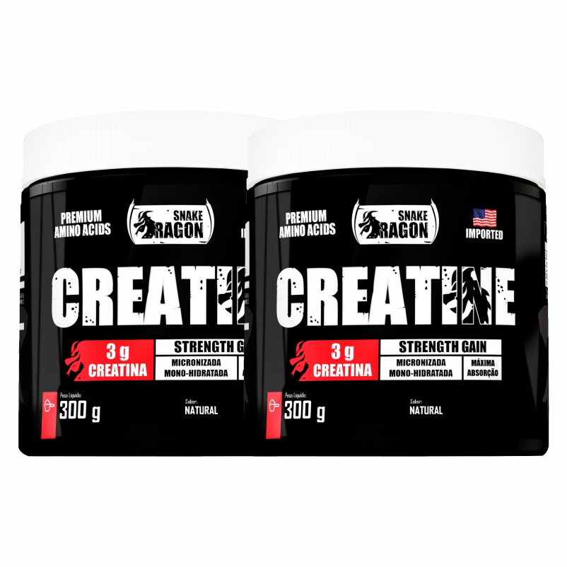 2x Creatina Strenght Gain 300g - Snake Dragon - Menos Fadiga + Definição em Oferta na Shopee