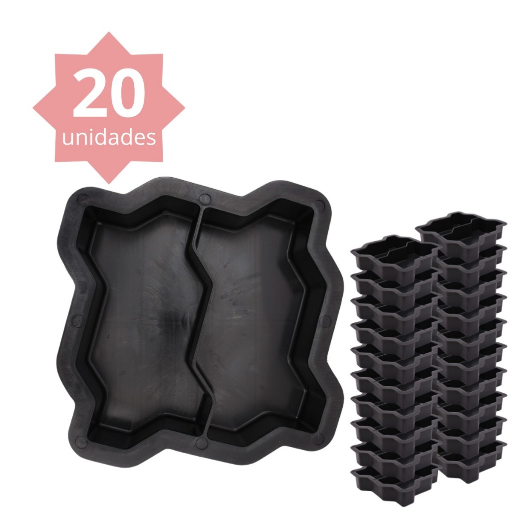 Forma Paver Intertravado 24x10x6 Construção Calçamento Kit Com 20 Formas Duplas