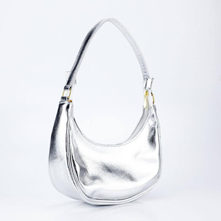 Bolsa Com Alça de Ombro Feminina Bolsinha Clutch Para Sair Metalica Colorida Rosa Prata Ano Novo