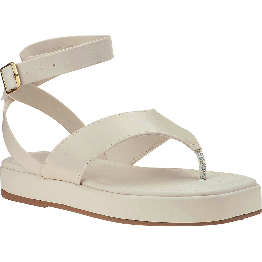 Papete Feminina Flat de Dedo com Tiras Sandália Tamanco Plataforma Conforto Flatform ANO NOVO