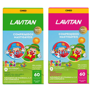 Kit com Lavitan Patati Patata Tutti-frutti c/ 60 + lavitan patati pata mix de frutas c/60 @