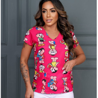 Scrubs feminina - Turma da Mônica rosa