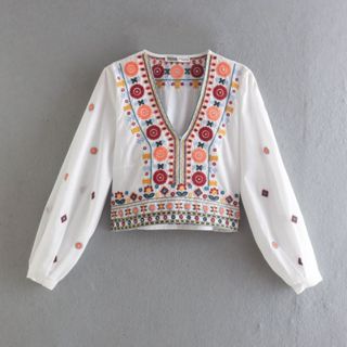 CAMISA MANGA LONGA BORDADO ESTILO ZARA F257 peça toda bordado!!