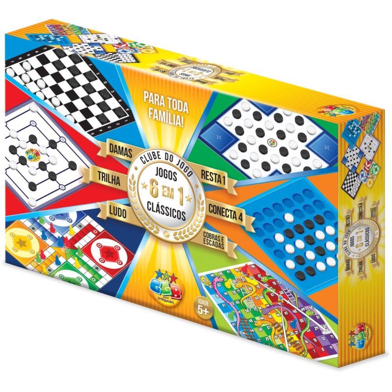 Jogo de Tabuleiro 6 em 1 Clube dos Jogos Infantil